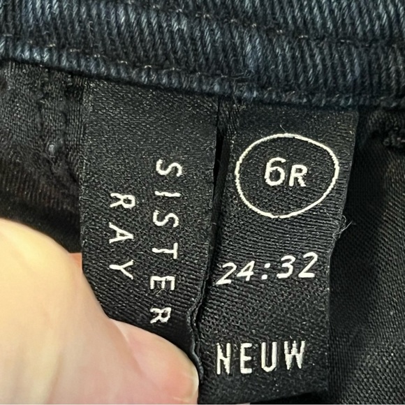 Neuw Sister Ray Overalls in Black 6 raw hem punk goth relaxed slouchy - Picture 12 of 13